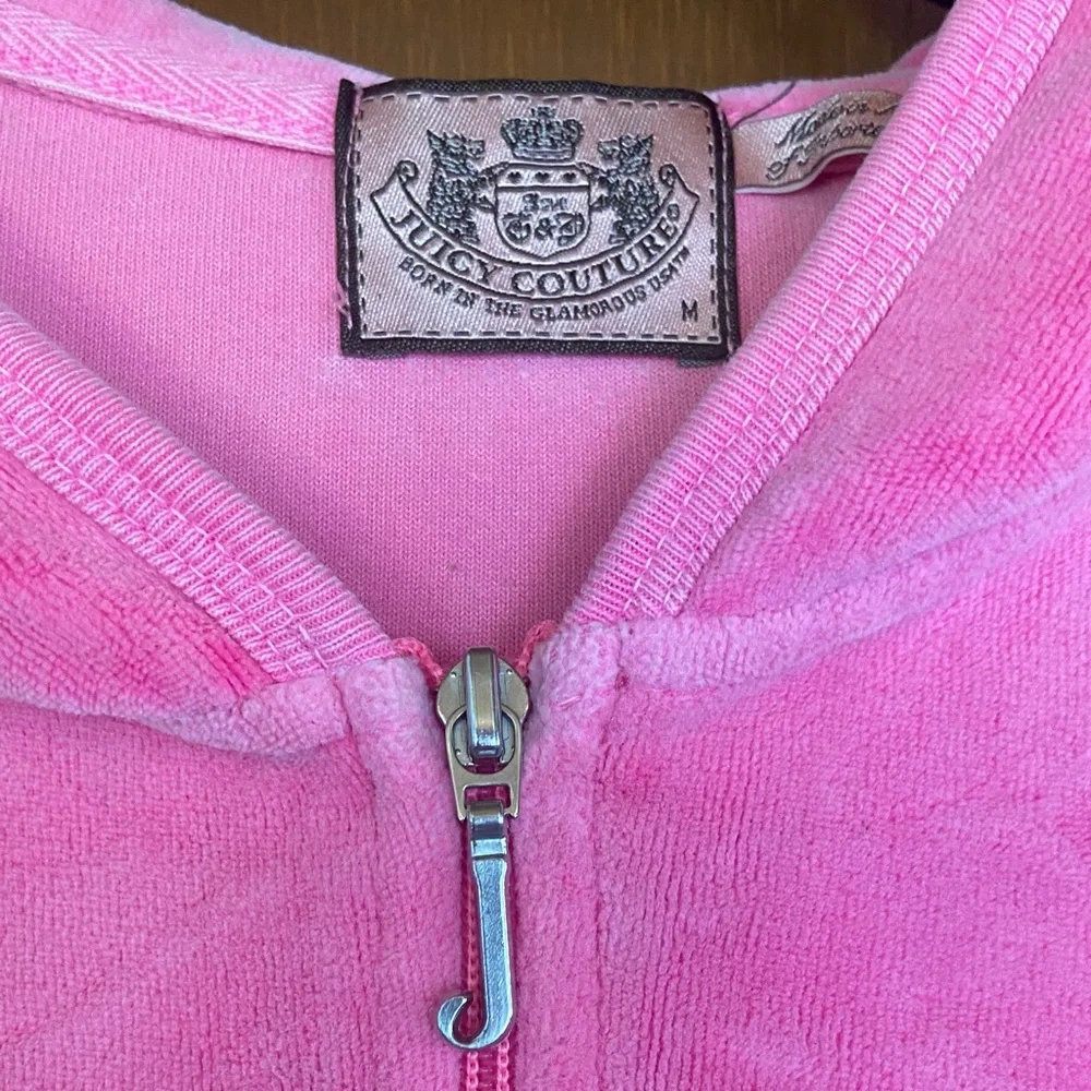 Juicy Couture Pink Velour Zip Up Hoodie - Medium - Picture 5 of 8